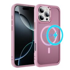 Per iPhone 16 Pro Max Custodia protettiva per obiettivo hardware MagSafe magnetica in TPU ibrida per PC (rosa)