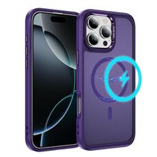 Per iPhone 16 Pro Max Protezione dell'obiettivo hardware MagSafe Custodia magnetica per telefono in TPU ibrido per PC (viola)