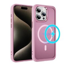 Per iPhone 15 Pro Custodia protettiva per obiettivo hardware MagSafe magnetica in TPU ibrida per PC (rosa)