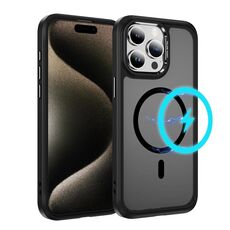 Per iPhone 15 Pro Custodia protettiva per obiettivo hardware MagSafe Magnetic PC Hybrid TPU per telefono (nero)