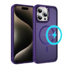 Per iPhone 15 Pro Custodia protettiva per obiettivo hardware MagSafe magnetica in TPU ibrida per PC (viola)
