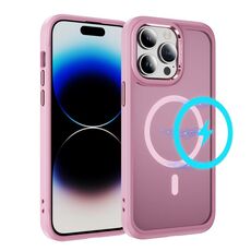 Per iPhone 14 Pro Custodia protettiva per obiettivo hardware MagSafe magnetica in TPU ibrida per PC (rosa)