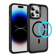 Per iPhone 14 Pro Custodia protettiva per obiettivo hardware MagSafe Magnetic PC Hybrid TPU per telefono (nero)
