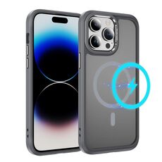 Per iPhone 14 Pro Custodia protettiva per obiettivo hardware MagSafe magnetica in TPU ibrida per PC (grigio)