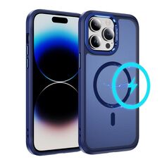 Per iPhone 14 Pro Custodia protettiva per obiettivo hardware MagSafe Magnetic PC Hybrid TPU per telefono (blu)