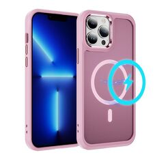 Per iPhone 13 Pro Custodia protettiva per obiettivo hardware MagSafe magnetica in TPU ibrida per PC (rosa)