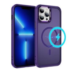 Per iPhone 13 Pro Custodia protettiva per obiettivo hardware MagSafe magnetica in TPU ibrida per PC (viola)