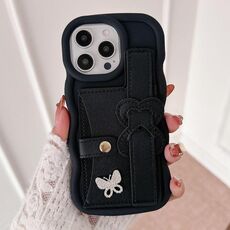 Per iPhone 14 Pro cinturino in pelle Love Holder Card Bag custodia per telefono (nero)