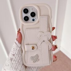 Per iPhone 14 Pro cinturino in pelle Love Holder Card Bag custodia per telefono (bianco)