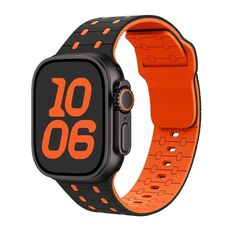 Per Apple Watch 42mm / 41mm / 40mm / 38mm Cinturino in silicone con fibbia inversa a tre colori (nero arancione)