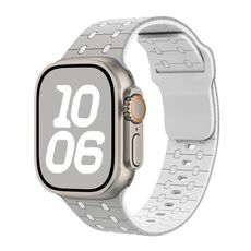 Per Apple Watch 42mm / 41mm / 40mm / 38mm Cinturino in silicone con fibbia inversa a tre colori (grigio bianco)