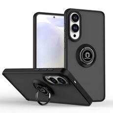 Per Samsung Galaxy S25 Edge 5G Q Shadow 1 Series TPU Hybrid PC Phone Case con anello (nero + nero)