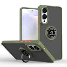 Per Samsung Galaxy S25 Edge 5G Q Shadow 1 Series TPU Hybrid PC Phone Case con anello (verde militare)