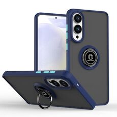 Per Samsung Galaxy S25 Edge 5G Q Shadow 1 Series TPU Hybrid PC Phone Case con anello (blu reale)