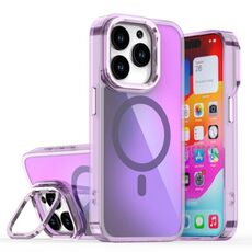 Per iPhone 15 Pro Plating Gradient Discolor MagSafe Custodia per telefono con supporto (viola)
