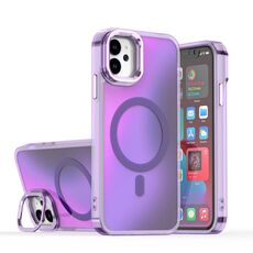 Per iPhone 11 Plating Gradient Discolor MagSafe Custodia per telefono con supporto (viola)