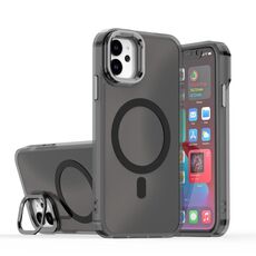 Per iPhone 11 Plating Gradient Discolor MagSafe Custodia per telefono con supporto (nero)