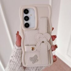 Per Samsung Galaxy S24+ 5G Custodia per telefono con cinturino in pelle Love Holder Card Bag (bianco)