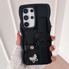 Per Samsung Galaxy S25 Ultra 5G Custodia per telefono con cinturino in pelle Love Holder Card Bag (nero)