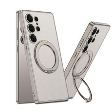 Per Samsung Galaxy S25 Ultra 5G GKK Metal Paint Skin Feel Custodia in pelle con supporto MagSafe per telefono (grigio titanio)