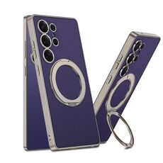 Per Samsung Galaxy S25 Ultra 5G GKK Metal Paint Skin Feel Custodia in pelle con supporto MagSafe per telefono (titanio viola)