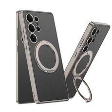 Per Samsung Galaxy S25 Ultra 5G GKK Metal Paint Skin Feel Custodia per telefono con supporto MagSafe in pelle (titanio nero chiaro)