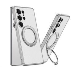 Per Samsung Galaxy S25 Ultra 5G GKK Metal Paint Skin Feel Custodia in pelle con supporto MagSafe per telefono (argento titanio)
