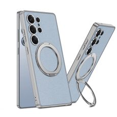 Per Samsung Galaxy S25 Ultra 5G GKK Metal Paint Skin Feel Custodia in pelle con supporto MagSafe per telefono (blu titanio)