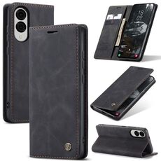 Per Samsung Galaxy S25 Edge 5G CaseMe 013 Custodia in pelle con flip orizzontale multifunzionale (nero)