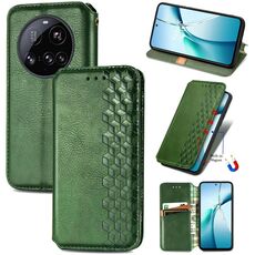 Per Xiaomi 15 Ultra Cubic Grid Custodia magnetica in pelle pressata per telefono (verde)
