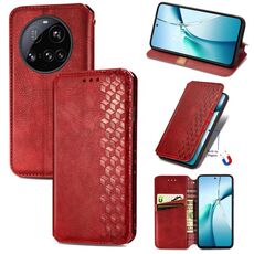 Per Xiaomi 15 Ultra Cubic Grid Custodia magnetica in pelle pressata per telefono (rosso)