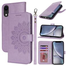 Per iPhone XR Custodia per telefono in pelle con stampa a doppia piega (viola)