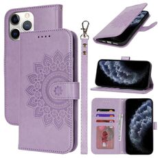 Per iPhone 11 Pro Max Custodia per telefono in pelle con stampa a doppia piega (viola)