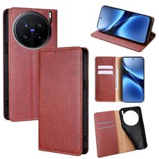 Per vivo X200 Pro 5G Gloss Oil Solid Color Magnetic Leather Phone Case (Marrone)