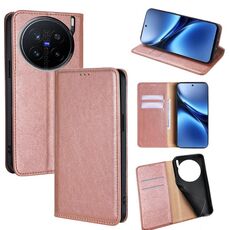 Per vivo X200 Pro 5G Gloss Oil Solid Color Magnetic Leather Phone Case (Oro rosa)
