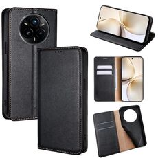 Per Realme 14 Pro+ 5G Gloss Oil Solid Color Magnetic Leather Phone Case (Nero)