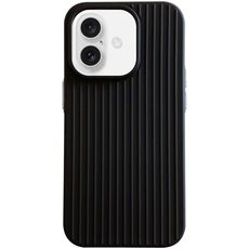 Per iPhone 16 Plus Macaroon Tile Stripe TPU Hybrid PC Phone Case (Nero)