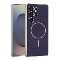 Per Samsung Galaxy S25 Ultra 5G GKK Custodia per telefono MagSafe in pelle verniciata in metallo (viola titanio)