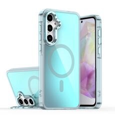 Per Samsung Galaxy S23 FE 5G Plating Gradient Discolor MagSafe Custodia per telefono con supporto (blu)