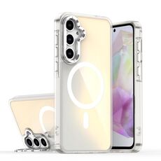 Per Samsung Galaxy S23 FE 5G Plating Gradient Discolor MagSafe Custodia per telefono con supporto (bianco)