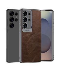 Per Samsung Galaxy S25 Ultra 5G GKK Custodia per telefono in pelle cerata e olio con lente a scala (marrone)