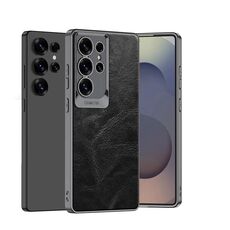 Per Samsung Galaxy S25 Ultra 5G GKK Custodia per telefono in pelle cerata e olio con lente a scala (nero)