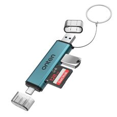 Onten OTN-CR537S 5 in 1 Type-C a USB con lettore di schede Micro SD/TF (verde pino)