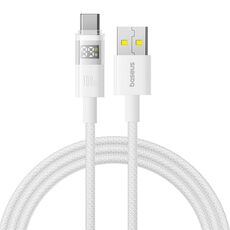 Cavo di ricarica rapida Baseus Display da 100 W USB-A a Type-C, lunghezza: 1 m (bianco)