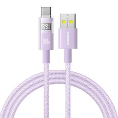 Cavo di ricarica rapida Baseus Display da 100 W USB-A a Type-C, lunghezza: 1 m (viola)