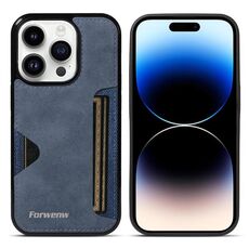 Per iPhone 14 Pro Forwenw F5 Series Custodia per telefono con borsa per carte integrata (blu)
