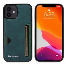 Per iPhone 12 Forwenw F5 Series Custodia per telefono con borsa per carte integrata (verde)