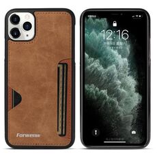 Per iPhone 11 Pro Max Forwenw F5 Series Integrated Card Bag Custodia per telefono (marrone)
