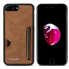 Per iPhone 7 Plus / 8 Plus Forwenw F5 Series Integrated Card Bag Custodia per telefono (marrone)