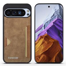 Per Google Pixel 9 / 9 Pro Custodia per telefono con borsa per scheda integrata della serie Forwenw F5 (marrone)